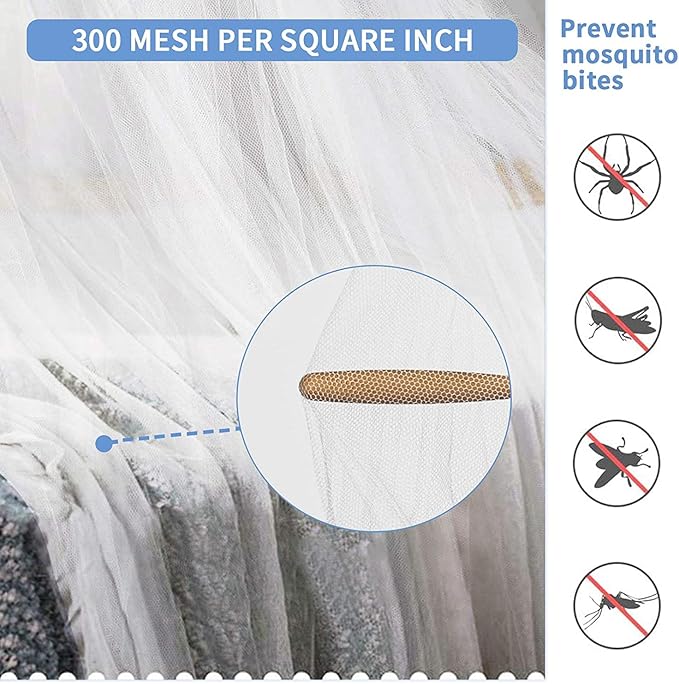 Mosquito Net for Bed, Large White Bed Canopy for Girls, Hanging Bed Net, Ideal for Bedroom Decorative, Travel with Storage Bag (Round)