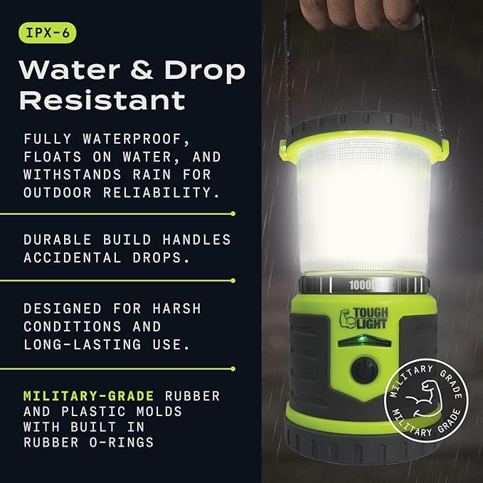 USB Rechargeable Camping Lantern, 1000 Lumens LED Lantern, Tent Lamp, 12000mAh Power Bank, 400 Hour, 7 Modes, Candle Feature, for Outdoors & Emergency