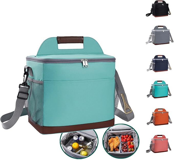 24-Can Insulated Lunch Bag for Women & Men - Large Soft Cooler Box with Leakproof Design, Lightweight Thermal Tote for Work, Travel, Picnic, Camping (Mint Green)