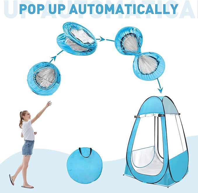 Pop Up Tent, Clear Outdoor Tents Sports Fishing, Rainproof and Windproof Beach Camping, Lightweight and Sturdy, Easy Set Up, UPF 50+ Portable Folding 39" x 64"