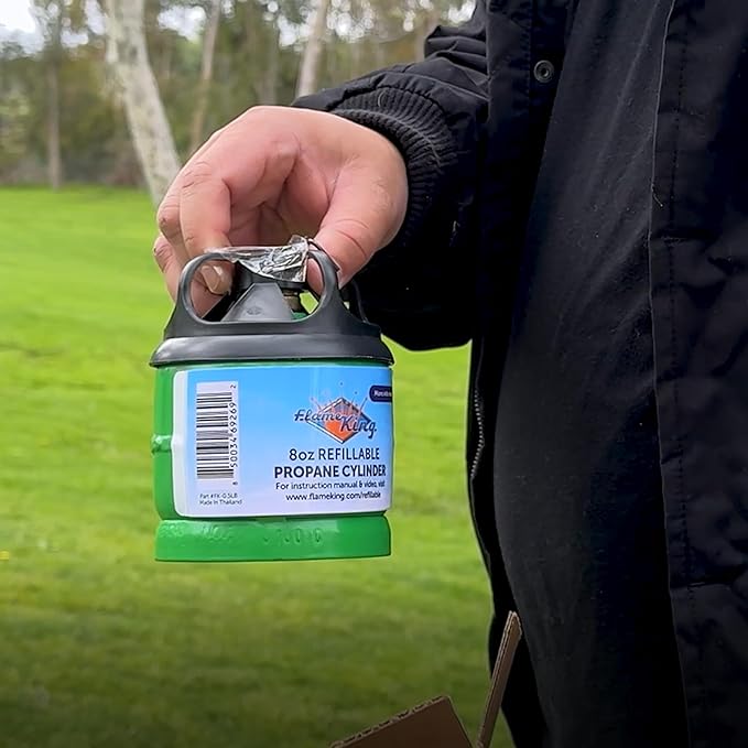 Flame King FK-0.5LB-2 (1/2LB) Refillable Empty Propane Cylinder Tank for Small Propane Lamps, Lanterns and Camp Stoves (2-pack)