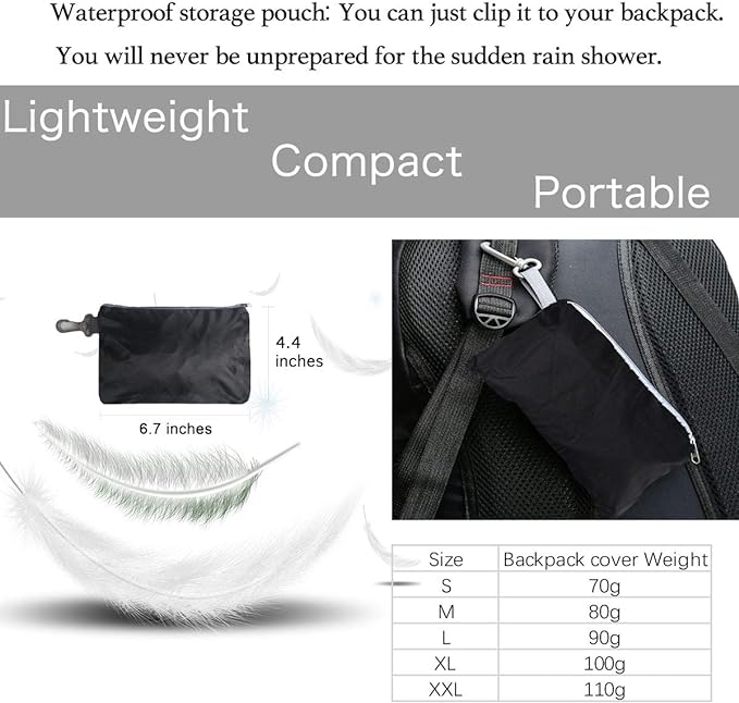 Frelaxy Hi-Visibility Backpack Rain Cover with Reflective Strip 100% Waterproof Ultralight Backpack Cover, Storage Pouch, Anti-Slip Cross Buckle Strap, for Hiking, Camping, Biking, Outdoor, Traveling