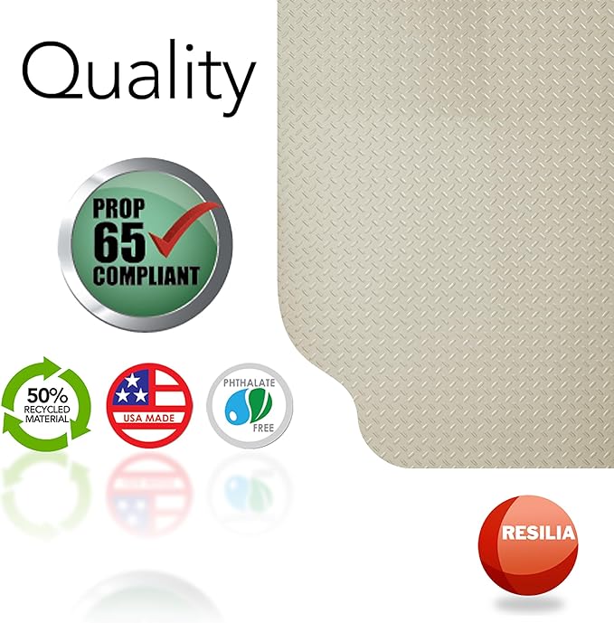 RESILIA Large Under Grill Mat – Heavy Duty, Reusable Outdoor Floor Protector Mats for Deck, Patio, & Garage – 72 Inch x 48 Inch with 12 Inch Splatter Protection Lip, Sandstone Diamond Plate