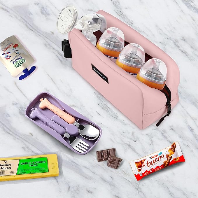 Cerbonny Cooler Bag Freezable Lunch Bag for Work School Travel,Leak-proof Small Lunch Bag,Small Insulated Bag For Kids 3+/Adults,Freezer Lunch Bags,Freezable Snack Bag,Pink