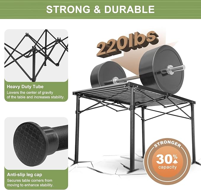 Folding Camping Tables that Fold Up Lightweight,Aluminum Roll Up Camping Table for 4-6 Person Camp Table with Large Storage and Carrying Bag for Outdoor, Picnic, Backyards, BBQ, Beach, 220 Lbs