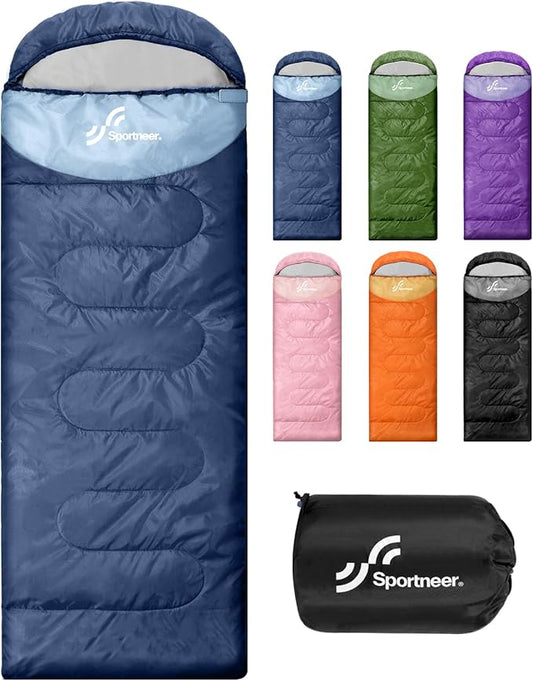 Sportneer Sleeping Bags for Adults, Warm & Cold Weather Sleeping Bag for Adults Kids Boys Girls - Lightweight Compact Camping Gear Equipment, Traveling, Backpacking, Hiking
