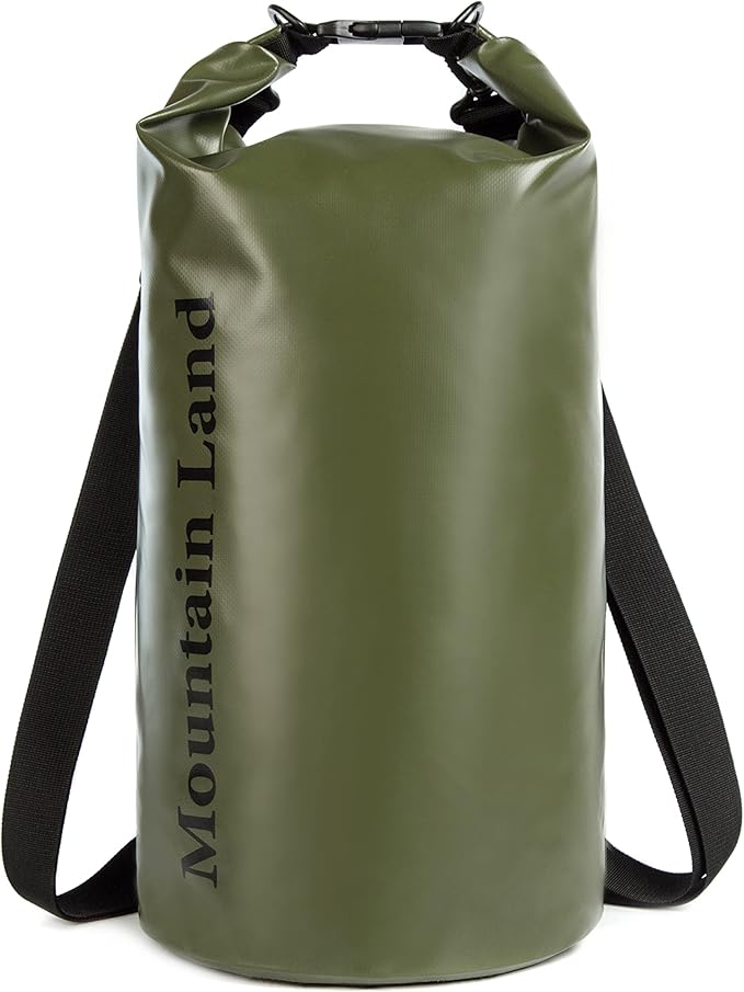 Mountain Land Waterproof Beach Dry Bag 20L Roll Top Backpack Boat Bag Dry Sack for Kayaking Rafting Fishing Hiking Camping Army Green