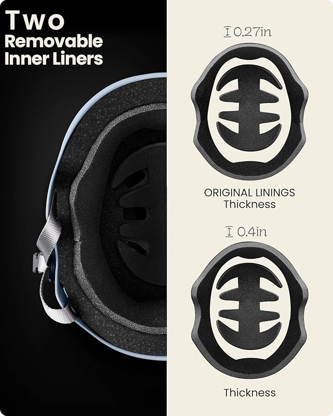 OutdoorMaster Skateboard Cycling Helmet-Beetles Snug,Bike Helmet for Adults, Youth & Kids-Two Removable Liners Ventilation Multi-Sport Commuter Scooter Roller Skate Inline Skating Longboard