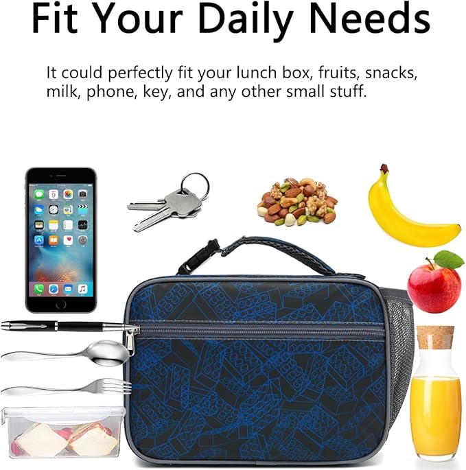 Insulated Lunch Box for School, Thermal Reusable Durable Freezable Lunch Bags for Kids Boys Girls Men Women - Small Soft Cooler Portable Lunch Tote Kit for Work Picnic Travel,Brick