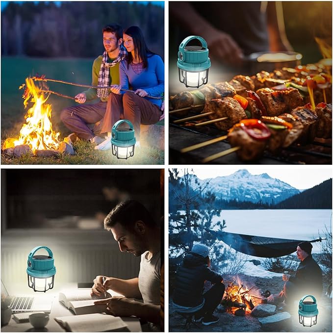 LED Camping Lantern Rechargeable, Solar Camping Lantern with USB Cable, 6 Light Modes Included with Two Light Source Modes for Hurricane, Power Outages