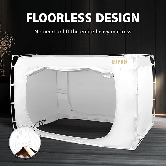 Bed Tent Bed Canopy Bunk Twin Size Tents for Adult and Kids- Portable Dream Tent Indoor Sleeping Tents 70% Blackout with 3 Doors Breathable Big Space Tents, White, WZ01-XS-White