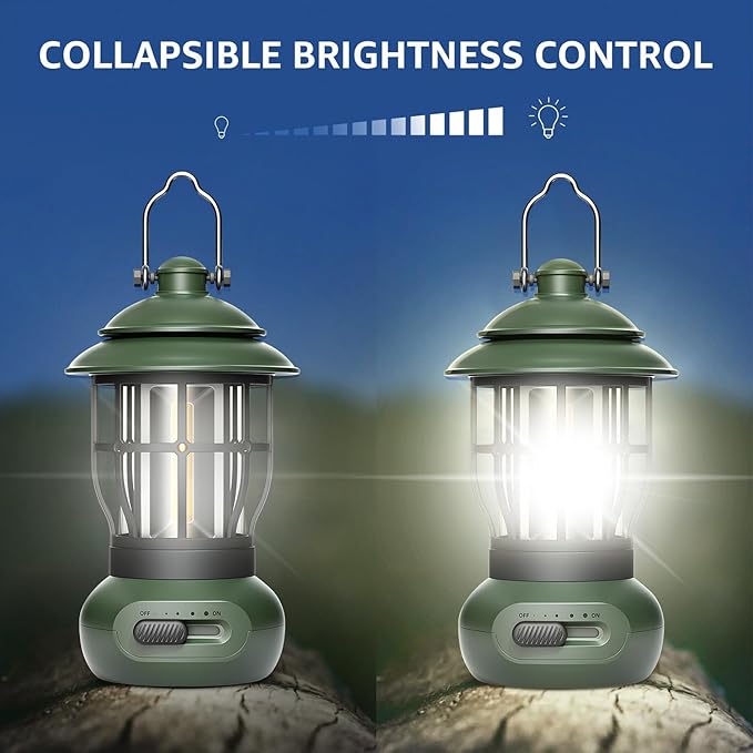 Camping Lamp, COB Lantern for Power Outage, Emergency Supplies, Suitable for Indoor and Outdoor, Portable Lantern, Green