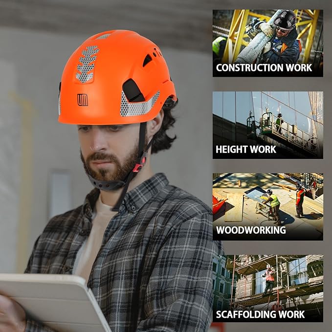 Safety Helmet Hard Hat, ANSI Z89.1 Approved Lightweight Vented Work Helmet, 6-Point Adjustable Ratchet Suspension Hardhat Ideal for Industrial and Construction