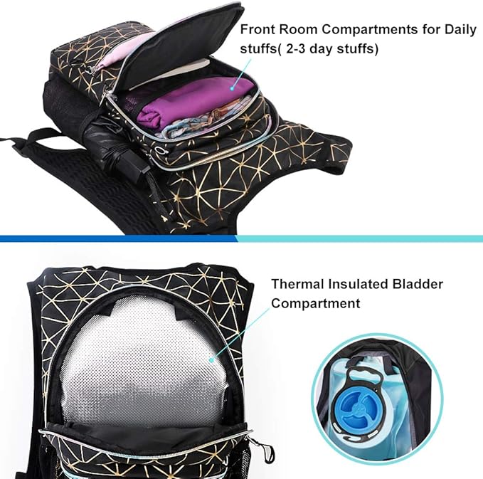 Hydration Backpack Pack, Water Backpack 20L Included 2L Hydration Bladder, Festival Essential - Rave Hydration Pack Hydropack for Hiking, Running, Biking, Festival Gear