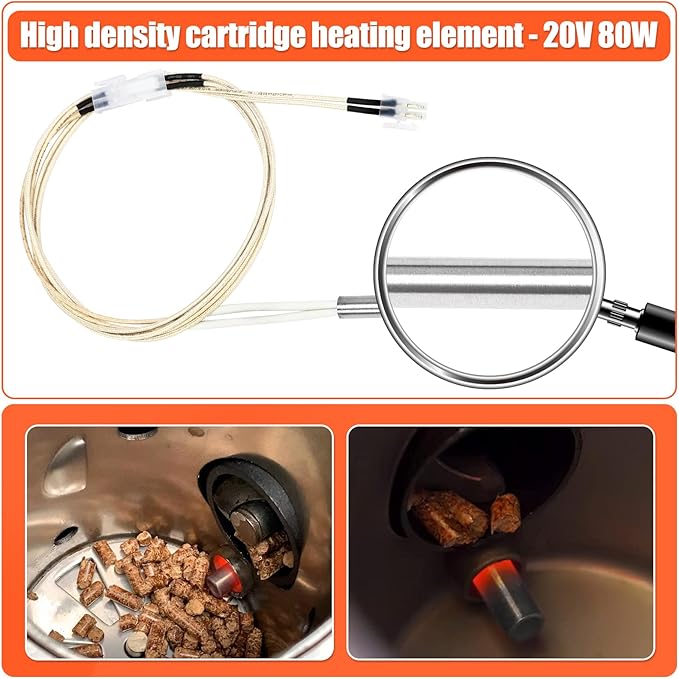 QuliMetal 304 Stainless Steel Fire Burn Pot and D2 Hot Rod Ignitor Kit for Traeger Pro 575 & 780, Ironwood 650 & 885, Silverton 620 & 810 Wood Pellet Grills with D2 Direct Drive and WiFIRE Technology