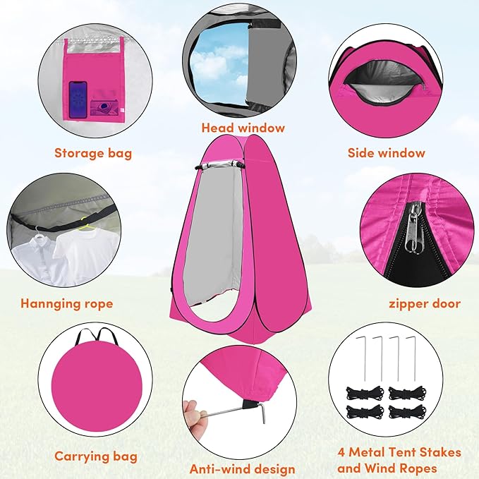 Pop Up Privacy Tent Shower Tent Changing Tent Portable Outdoor Camping Bathroom Toilet Tent Changing Dressing Room Privacy Shelters Room for Hiking and Beach Sun Shelter Picnic Fishing- Waterproof