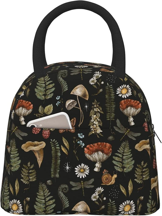 Mushroom Lunch Bag Lunch Box for Women Men Boys Girls, Reusable Insulated Lunch Tote Bag, Leakproof Thermal Cooler Sack Food Handbags High Capacity for Work School Picnic Camping Gifts