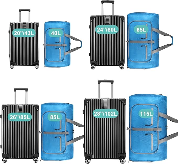 Dimayar Travel Duffle Bag for Men Women - Foldable Duffel Bag with Shoes Compartment - Overnight Bags Waterproof & Tear Resistant(65L,Light Blue)