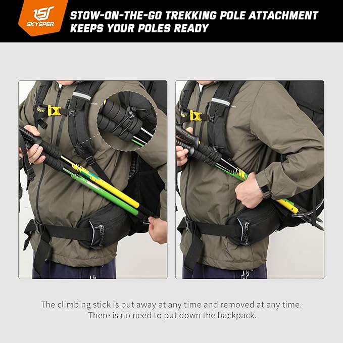 SKYSPER Hiking Backpack, 50L/60L Backpacking Backpack for Camping Travel, Lightweight Waterproof Outdoor Pack for Men Women