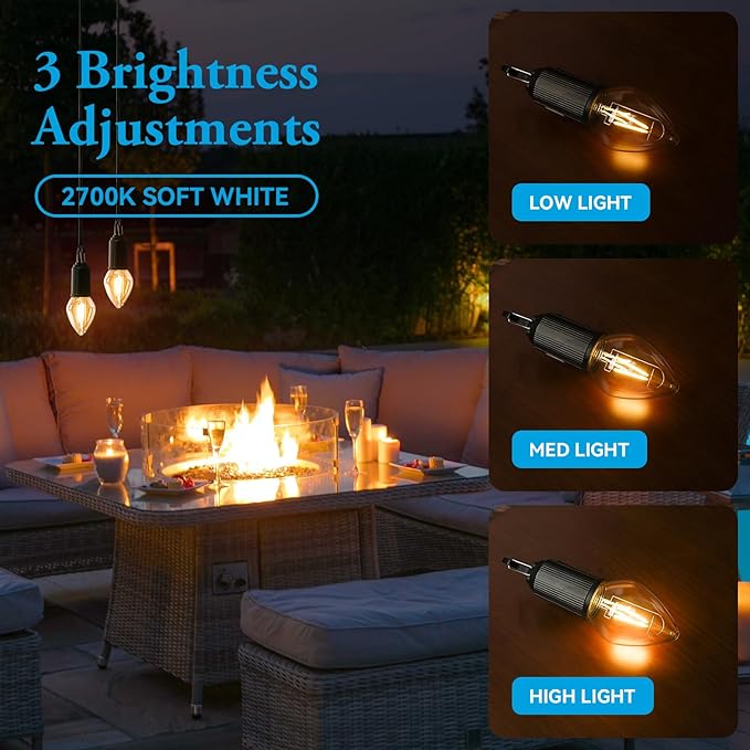 Rechargeable LED Battery Operated Lights, 3 Modes Press Switch Hanging Lamp, Tubular Gaze Lights, Portable Outdoor Lantern for Patio Waterproof, 1 Pack
