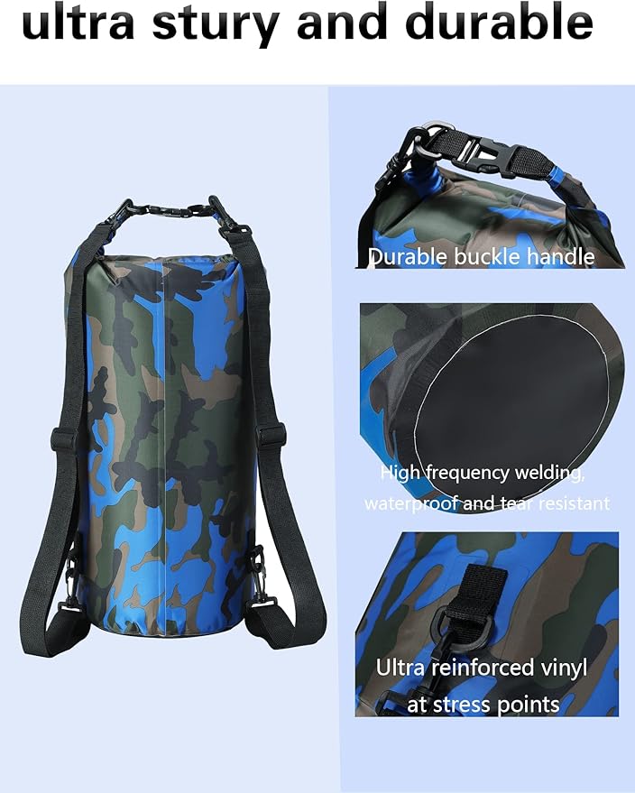 YDYJKI Waterproof Dry Bag Backpack 2L/5L/10L/20L/30L Floating Roll Top Dry Compression Sack Keeps Gear Dry for Kayaking Beach Rafting Boating Hiking Camping and Fishing with Waterproof Phone Case