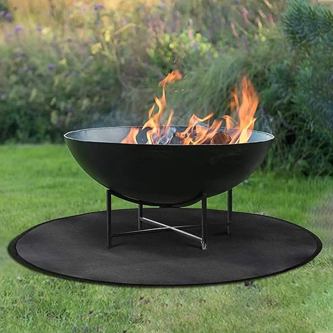 Round Under Grill mat (60") for Outdoor Grill, BBQ, Smokers, kamados, Solo Stove, fireplaces/fire Pit mat. Deck, Grass, Floor and Patio Protector, Heat Resistant, Fireproof, Oil Proof, Waterproof.