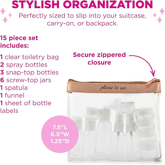 MIAMICA Women's Clear Travel Bottle Kit