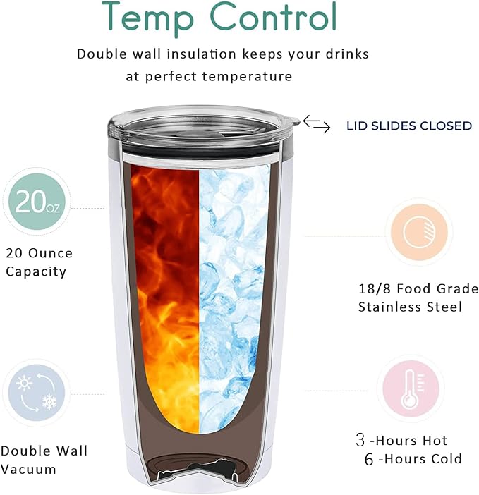 Queen of the Camper Tumblers with Lids and Straws, Camping RV Stainless Steel Vacuum Insulated Travel Tumbler Cups 20 OZ for Girls Women