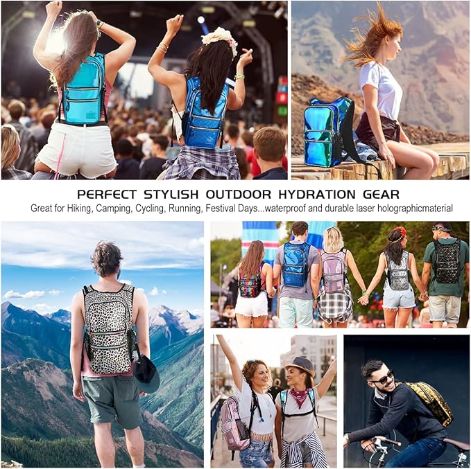 Hydration Backpack Pack, Water Backpack 20L Included 2L Hydration Bladder, Festival Essential - Rave Hydration Pack Hydropack for Hiking, Running, Biking, Festival Gear