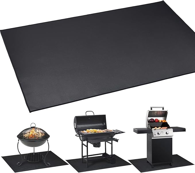 Under Grill Mat 48 ×30 Inch for Outdoor Charcoal, Flat Top, Smokers, Gas Grills.Oil-Proof and Water-Proof BBQ Cvtayn Fireproof Mat Protects Deck Grass, Indoor Fireplace Mat