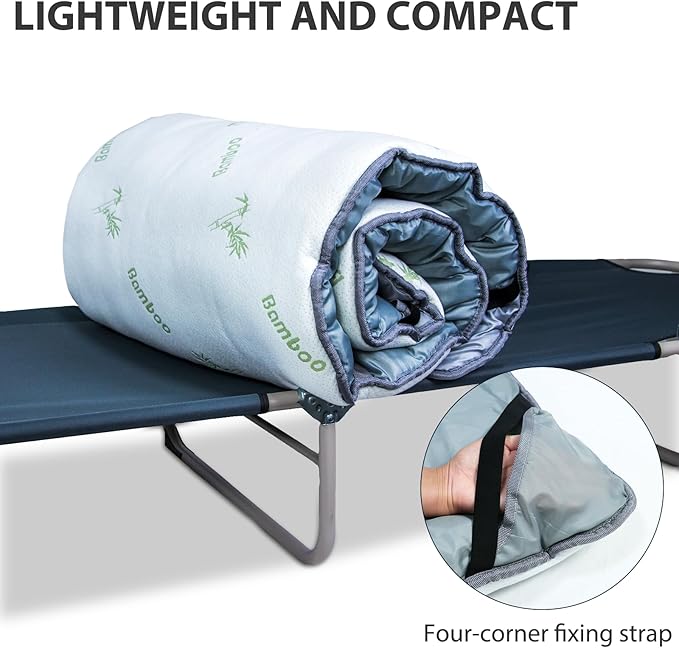 Gehannah Thick Camping Sleeping Pad, Soft Comfortable Microfiber Camping Cot Pads for Adults, Lightweight Foldable Sleeping mats for Traveling Hiking Backpacking Traveling