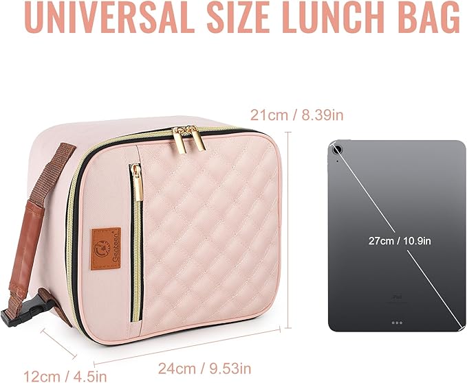 Genteen Lunch Bag for Women Girls Kids,Insulated Lunch Box,Reusable Lunchbox for School,Work,Outdoor(Pink)