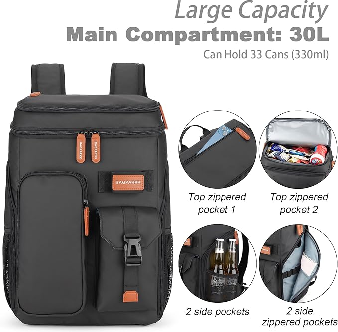 Insulated Cooler Backpack,33 Cans Multifunctional Double Deck Leakproof Cooler Bag with Sternum Strap,Large Capacity Lightweight Travel Camping Beach Backpack