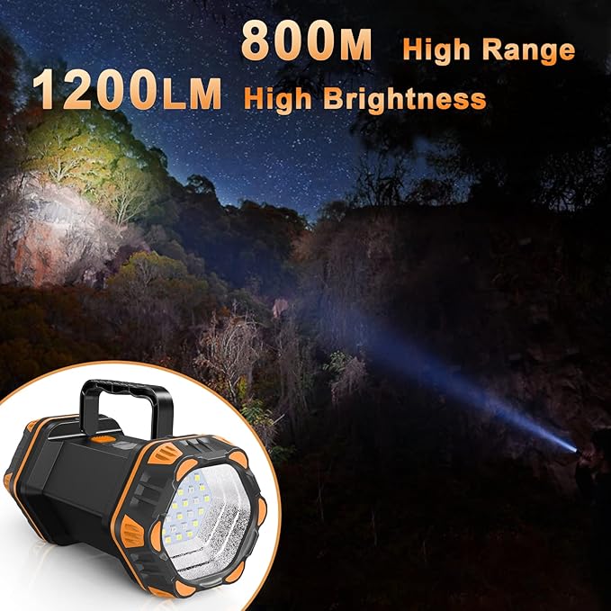 AlpsWolf Camping Lantern Rechargeable, LED Camping Flashlight, 4800 Capacity, Portable Camping Light 12h Standby, 4+4 Modes for Emergency, Hiking, Power Outages, Fishing Orange