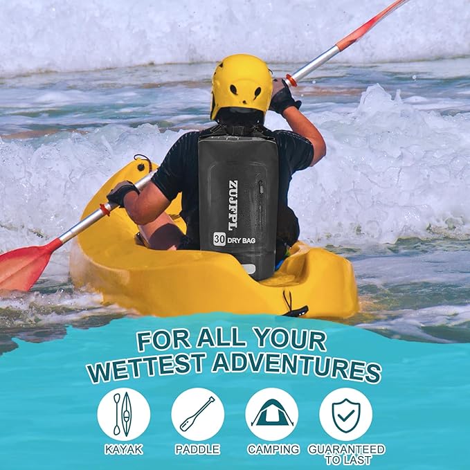 Dry Bag Waterproof Floating Backpack 10L/20L/30L,Waterproof Bag for Women Men,Roll Top Dry Compression Sack Keeps Gear Dry for Boating, Kayaking, Surfing, Rafting and Fishing (black, 20L)