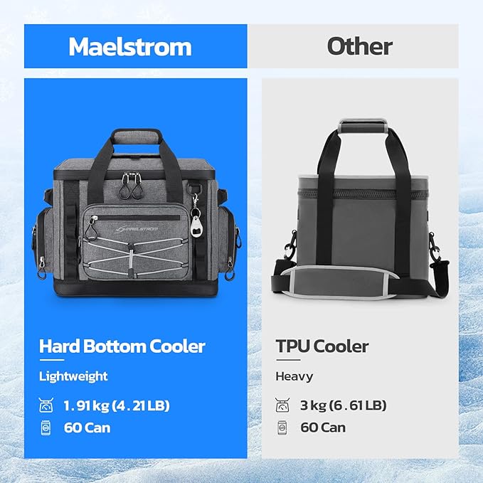 Maelstrom Soft Sided Cooler Bag, 30/40 Can Collapsible Insulated Ice Chest, Large Leakproof Camping & Travel Cooler for Kayaking & Beach