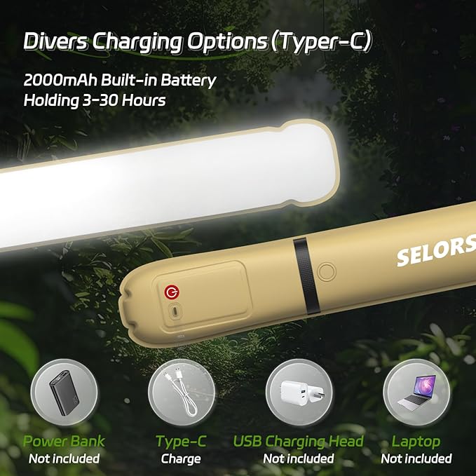 SELORSS Inflatable Outdoor Camping Light, Meets IP66 Waterproof Standard, Provides 2000 mAh Charging, Suitable for Camping, Hiking, Traveling and Other Outdoor environments.