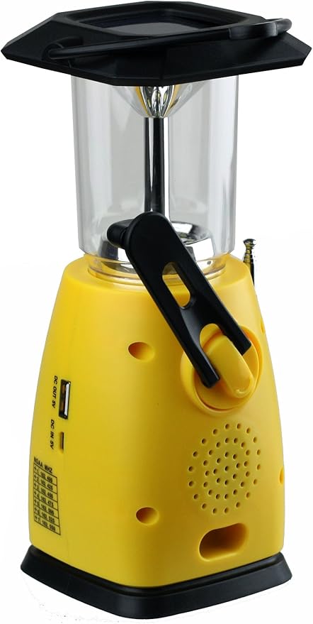 Kaito KA249W Multi-Functional Solar/Wind-up LED Camping Lantern with AM/FM NOAA Weather Radio & Cell Phone Charger, Color Yellow