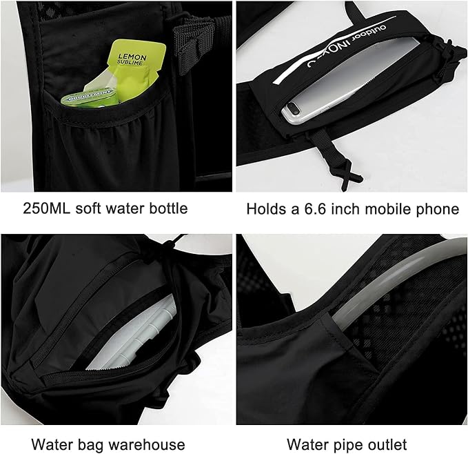 INOXTO Running Hydration Vest Backpack,Lightweight Insulated Pack with 1.5L Water Bladder Bag Daypack for Hiking Trail Running Cycling Race Marathon for Women Men