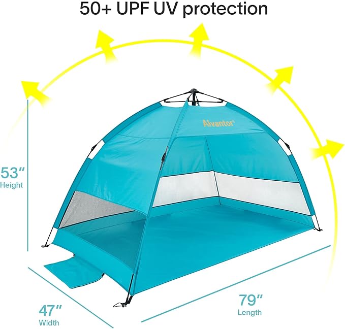 Alvantor Beach Tent Coolhut Plus Beach Umbrella Sun Shelter Cabana Automatic Pop Up UPF 50 Sun Shade Portable Camping Hiking Canopy Easy Set Up Light Weight Windproof Stable 2-3 Person