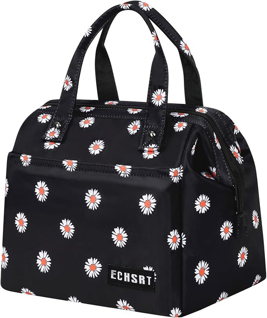ECHSRT Large Insulated Lunch Bag for Women Men Leakproof Cooler Lunch Tote Bags for Work Travel Adult Thermal Lunchbox for Office -10L Daisy Print