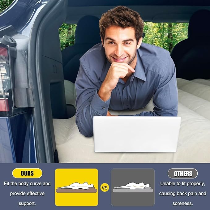 for Tesla Model Y Camping Air Mattress, Self Inflating Sleeping Pad with Wireless Portable Air Pump, 2 Pillows, Storage Bag, Camping Bed for Tesla Model Y 5/7 Seater Accessories 2021-2024 2025