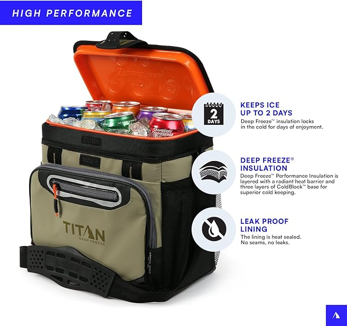 Arctic Zone Titan Deep Freeze Cooler - Zipperless Hardbody Cooler - Small & Large Capacity- Beach & Camping Cooler - Deep Freeze Insulation, HardBody Liner, and SmartShelf