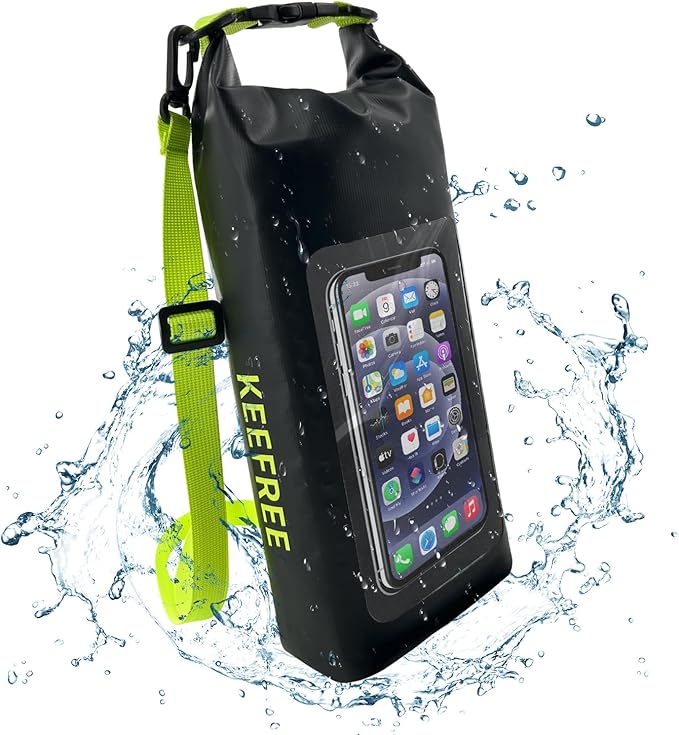Waterproof Dry Bag,Roll Top Waterproof Backpack Phone Case Pouch for Travel,Kayaking,Rafting,Camping,Surfing,Boating,Hiking,Beach and Fishing (2 L Black+Green)