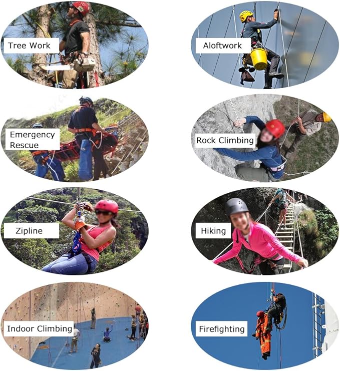 X XBEN Climbing Harness, Protect Waist Safety Harness Gear, Wider Half Body Harness for Roofing Fire Rescuing Rock Climbing Rappelling Tree Climb Red