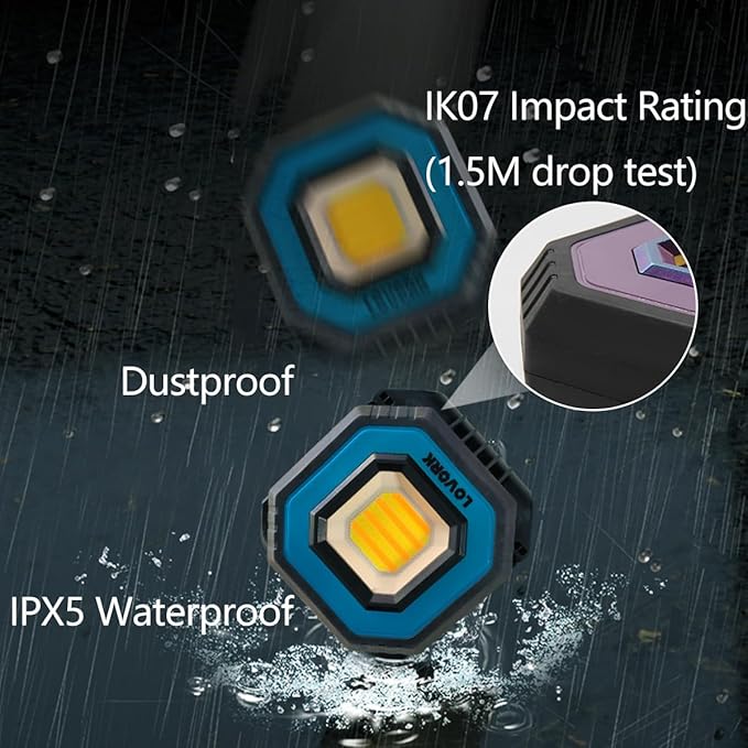 Camping Light Work Light 10000mAh 1500LM Rechargeable Magnetic 5 Modes Flood Light IPX5 Waterproof Portable Clamp Light for Outdoor, Emergency, Repairing, Fishing, Power Outages (Black)