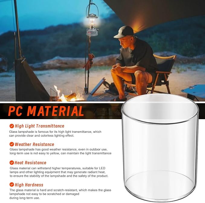 Glass Globe for Fueled Lanterns Replacement for Coleman Lantern Glass Globe, Globe for Coleman Lantern Fit for Camping Compatible with Coleman Model 288, NOT Including Propane Lantern Mantles, 1 PCS