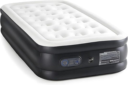 YSSOA Twin Camping Air Mattress with Built-in Electric High-Speed Pump, 18" Bed Height, Blow Up Inflatable Airbed with Carrying Bag, Best for Home Guests & Travel, Waterproof Foldable Portable