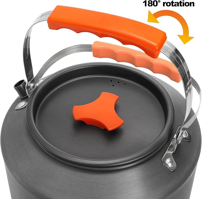 3 Pieces Camping Kettle, 2.5L Portable Camping Water Boiler with Storage Bag and 2 Cups, Coffee Tea Pot Set for Open Fire, Outdoor Activity, Stove, Hiking, Backpacking