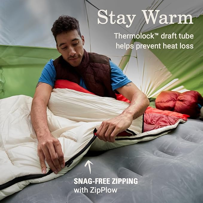 Coleman Flatlands Sleeping Bag, Made from 100% Recycled Material, Cool Weather Adult Sleep Sack